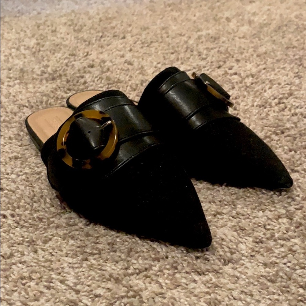 ASOS buckle pointed black mules